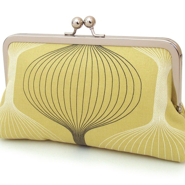 VENTA: bolsa de embrague bolsa forrada de seda, verde lima, chartreuse, retro grabado, regalo de la Dama de honor, LUNA