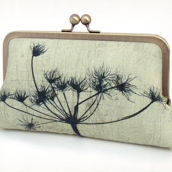 Sage seedheads original silk-lined clutch bag
