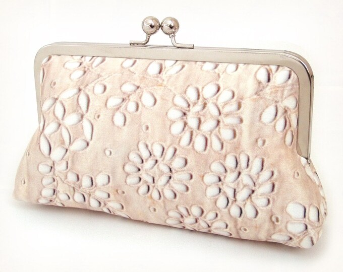 Ivory Lace Clutch Purse, Printed Silk With Silver Chain Handle - Etsy