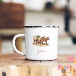 Pferdewagentasse Personalisiert Pferdewagentasse Wagen Kaffeetasse Pferdewagen Kaffeetasse Wagen Teetasse Emaille Kutschentasse Geschenk für Ihn