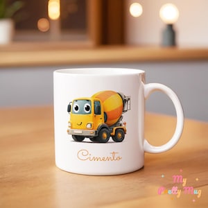 Taza personalizada con diseño de camión hormigonera, taza de café con diseño de camión hormigonera, taza de cerámica para trabajador de la construcción.