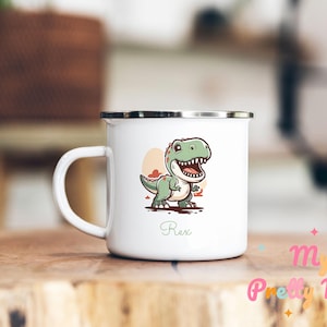 Tyranosaurus Rex Mug Personalized Dino Mug Custom Name T Rex Mug T Rex Coffee Mug T Rex Coffee Cup T Rex Tea Cup Enamel Mug Gift For Kids