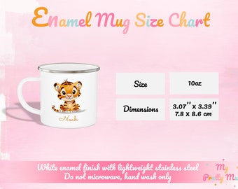 Tazza Smaltata Personalizzata Per Bambini Con Nome E Tigre: 300 Ml, Metallo, Regalo Originale Per Compleanno