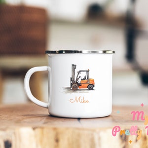 Tazza per carrello elevatore, tazza personalizzata per carrello elevatore, tazza da caffè per carrello elevatore, tazza da caffè per carrello elevatore, tazza da tè per carrello elevatore, tazza smaltata per carrello elevatore, regalo per lui
