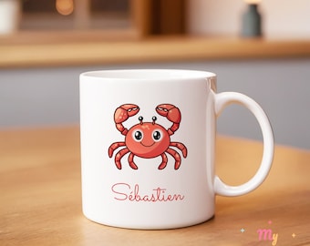 Tazza a forma di granchio, Tazza a forma di granchio personalizzata, Tazza a forma di granchio con nome personalizzato, Regalo a tema granchio, Tazza da caffè a forma di granchio, Tazza da tè a forma di granchio, Tazza in ceramica a forma di granchio, Regalo per bambini