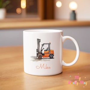 Tazza con carrello elevatore, tazza personalizzata con carrello elevatore, tazza da caffè con carrello elevatore, tazza da caffè con carrello elevatore, tazza da tè con carrello elevatore, tazza in ceramica con carrello elevatore, regalo per lui