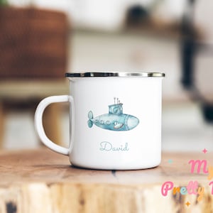 U-Boot-Becher, personalisierte U-Boot-Becher, U-Boot-Geschenk, U-Boot-Kaffeetasse, U-Boot-Kaffeetasse, U-Boot-Teetasse, Emaille-Becher, Geschenk für ihn