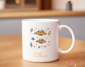 UFO-Flottenbecher, personalisierter UFO-Becher, Alien-UFO-Becher, fliegende Untertassen-Becher, UFO-Kaffeebecher, UFO-Teetasse, UFO-Teebecher, Keramik-Alien-Becher, Geschenk für ihn