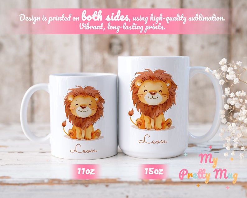 Lion Mug Personalized Lion Mug Custom Lion Mug Gift Ceramic Lion Mug Lion Coffee Mug Lion Coffee Cup Lion Tea Cup Ceramic Mug Gift For Kids, Ceramic Cute Lion Mug With Custom Name, Lion Mug For Kids, Personalized Name Childrens Cup, Birthday Gift