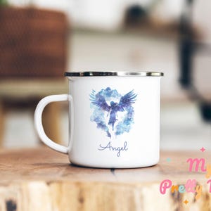 Angel Over The Clouds Mug Personalized Angel Mug Angel Coffee Mug Angel Coffee Cup Angel Tea Cup Enamel Angel Wings Mug Gift For Kids Illustration Of An Angel Flying Over The Clouds, Heaven Mug, Rest In Peace Mug.
