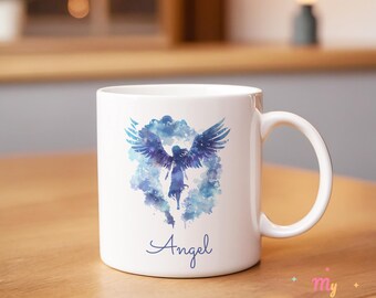 Angel Over The Clouds Mug Personalized Angel Mug Angel Coffee Mug Angel Coffee Cup Angel Tea Cup Ceramic Angel Wings Mug Gift For Kids