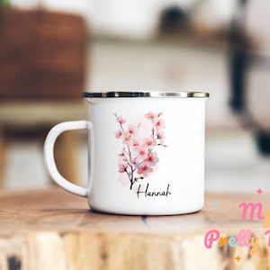 Cherry Blossom Mug Personalized Cherry Blossom Mug Cherry Blossom Coffee Mug Cherry Blossom Coffee Cup Cherry Blossom Tea Cup Enamel Mug