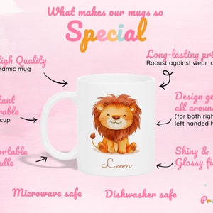 Lion Mug Personalized Lion Mug Custom Lion Mug Gift Ceramic Lion Mug Lion Coffee Mug Lion Coffee Cup Lion Tea Cup Ceramic Mug Gift For Kids, Ceramic Cute Lion Mug With Custom Name, Lion Mug For Kids, Personalized Name Childrens Cup, Birthday Gift