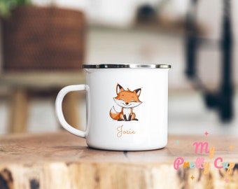 Fox Mug Personalized Fox Mug Custom Fox Mug Gift Enamel Fox Mug Fox Coffee Mug Fox Coffee Cup Fox Tea Cup Camping Enamel Mug Gift For Kids