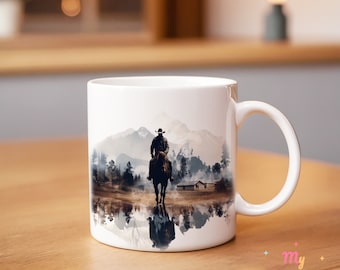 Western Cowboy Mug | Western Landscape Mug | Western Lover Gift | Coffee Cup | Birthday Gift for Cowboys
