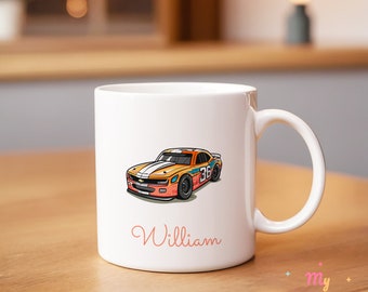 Rennwagen-Becher, personalisierter Rennwagen-Becher, Rennwagen-Geschenkbecher, Rennwagen-Kaffeebecher, Rennwagen-Teetasse, Rennwagen-Teebecher, Keramikbecher, Geschenk für ihn