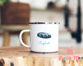 Sportwagen-Becher, personalisierter Rennwagen-Becher, Rennwagen-Kaffeebecher, Sportwagen-Kaffeetasse, Sportwagen-Teetasse, emaillierter Sportwagen-Becher, Tasse für ihn