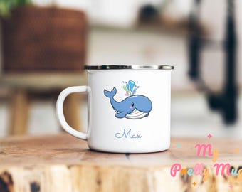 Blue Whale Mug Beluga Mug Personalized Whale Mug Custom Name Whale Coffee Mug Whale Coffee Cup Whale Tea Cup Enamel Beluga Mug For Kids