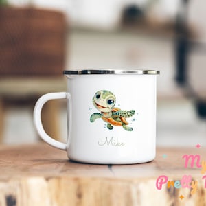 Turtle Mug Personalized Turtle Mug Turtle Gift Turtle Coffee Mug Turtle Coffee Cup Turtle Tea Cup Camping Custom Enamel Mug Gift For Kids