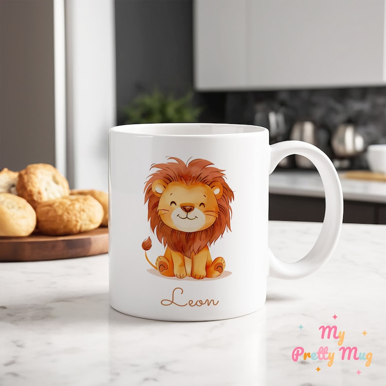 Lion Mug Personalized Lion Mug Custom Lion Mug Gift Ceramic Lion Mug Lion Coffee Mug Lion Coffee Cup Lion Tea Cup Ceramic Mug Gift For Kids, Ceramic Cute Lion Mug With Custom Name, Lion Mug For Kids, Personalized Name Childrens Cup, Birthday Gift