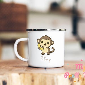 Monkey Mug Personalized Monkey Mug Custom Monkey Mug Monkey Coffee Mug Monkey Coffee Cup Monkey Tea Cup Enamel Monkey Gift For Kids