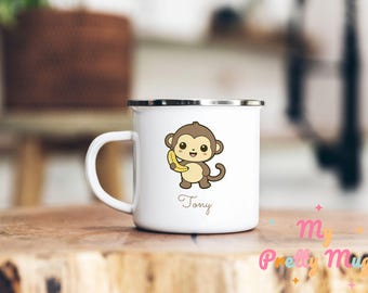 Monkey Mug Personalized Monkey Mug Custom Monkey Mug Monkey Coffee Mug Monkey Coffee Cup Monkey Tea Cup Enamel Monkey Gift For Kids