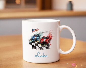 Rennwagen-Becher, personalisierter Rennwagen-Becher, Rennwagen-Geschenkbecher, Rennwagen-Kaffeebecher, Rennwagen-Teetasse, Rennwagen-Teebecher, Keramikbecher, Geschenk für ihn