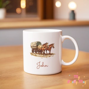 Pferdewagentasse Personalisiert Pferdewagentasse Wagen Kaffeetasse Pferdewagen Kaffeetasse Wagen Teetasse Keramik Kutschentasse Geschenk für Ihn