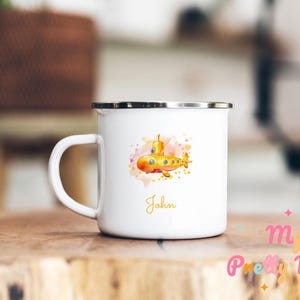 U-Boot-Becher, personalisierter U-Boot-Becher, U-Boot-Kaffeebecher, U-Boot-Kaffeetasse, U-Boot-Teetasse, Emaille-U-Boot-Becher, Geschenk für ihn
