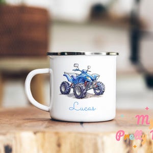 Blue Quad Bike Mug Personalized Quad Bike Mug Quad Bike Gift Kids Mug Quad Coffee Cup Quad Tea Cup Quad Bike Tea Mug Enamel Mug Gift For Him