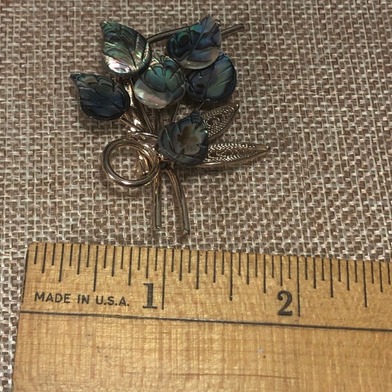 Vintage Abalone leaf pin brooch - image 6