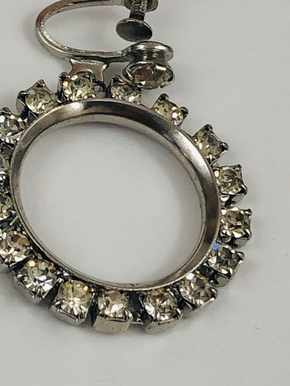 Gorgeous Vintage Screw Clip Crystal Dangle Circle… - image 3