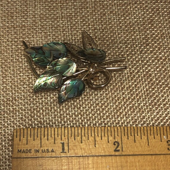 Vintage Abalone leaf pin brooch - image 5