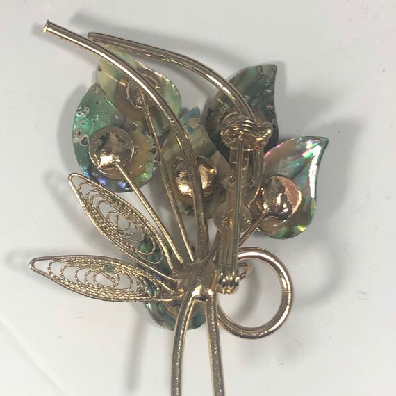 Vintage Abalone leaf pin brooch - image 7