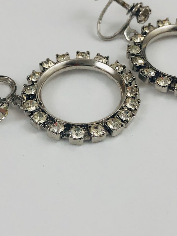 Gorgeous Vintage Screw Clip Crystal Dangle Circle… - image 6