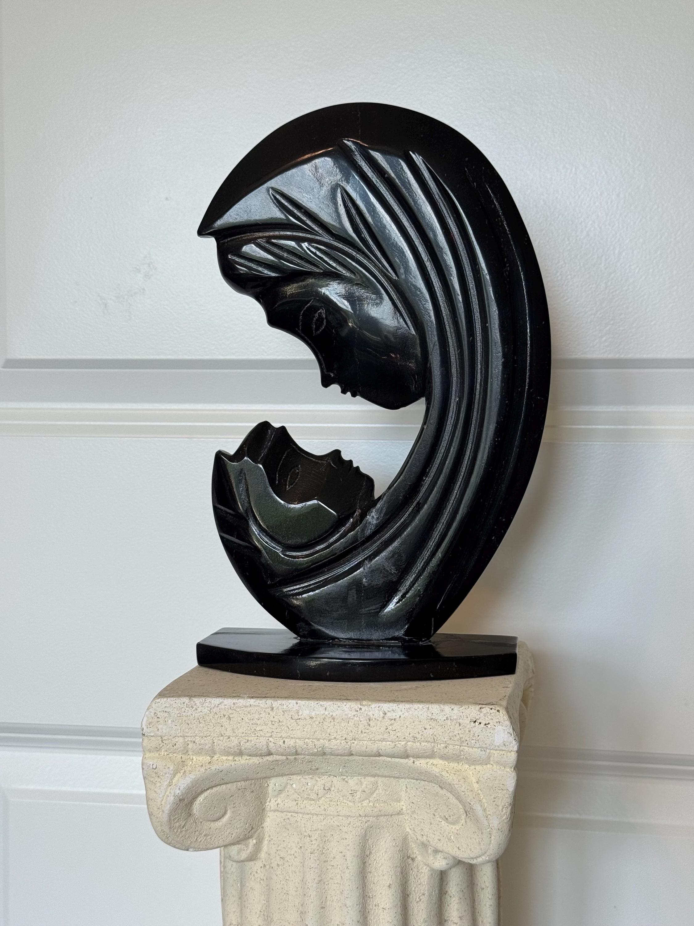 Vintage Hand-carved Soapstone Sculpture – Mother & Child