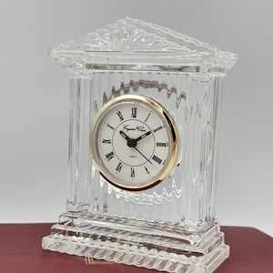 Crystal Clear Quartz Mantel Clock Gold Toned Accent | Desk Clock | Vintage Quartz Clock | Elegant Home Decor | Shelf Decor