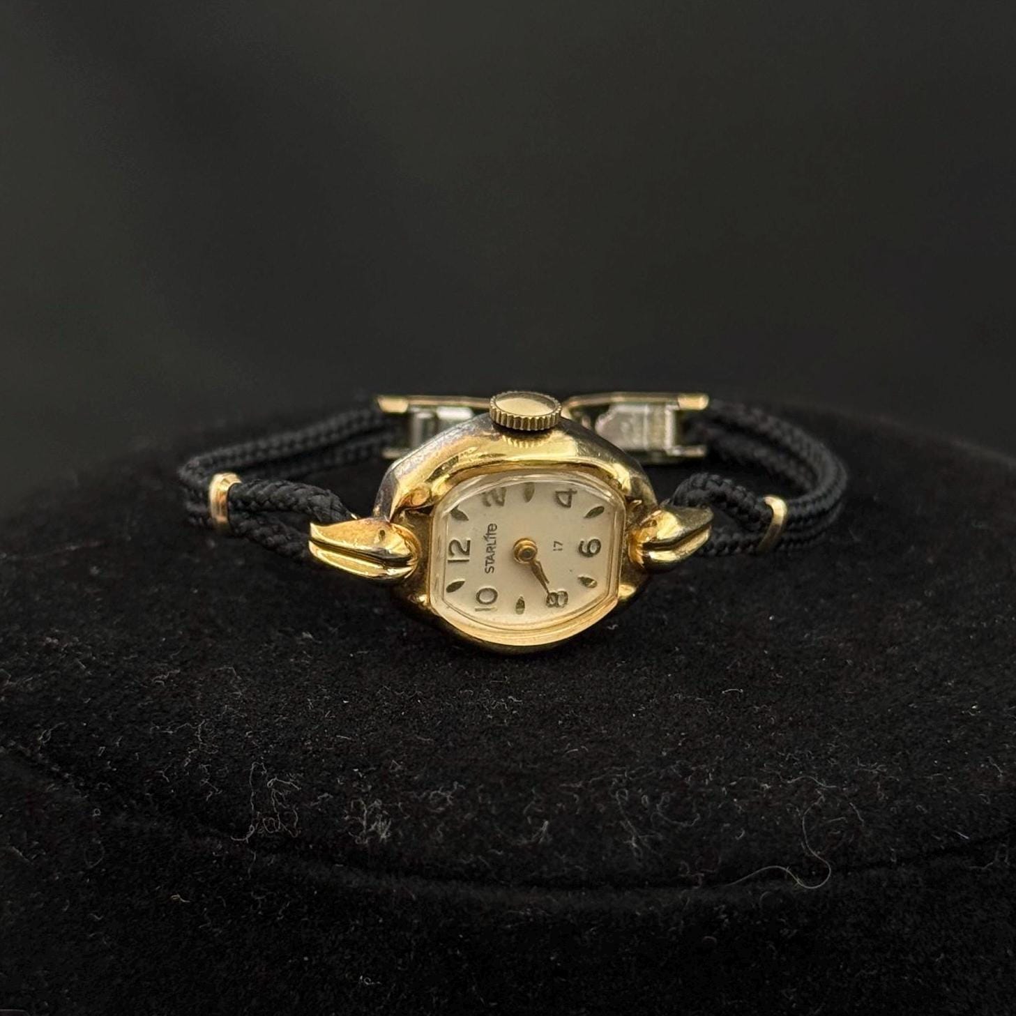 Vintage Gold Watch Black Cord - Etsy
