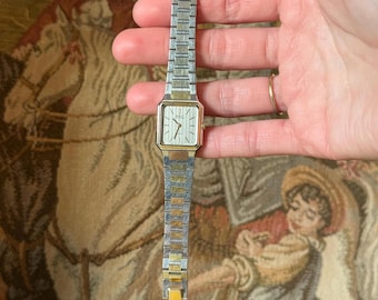 Vintage Seiko Lassale Quartz Watch – Two Tone Rectangular Dress Watch – Slim Minimalist Women’s Watch | Untested