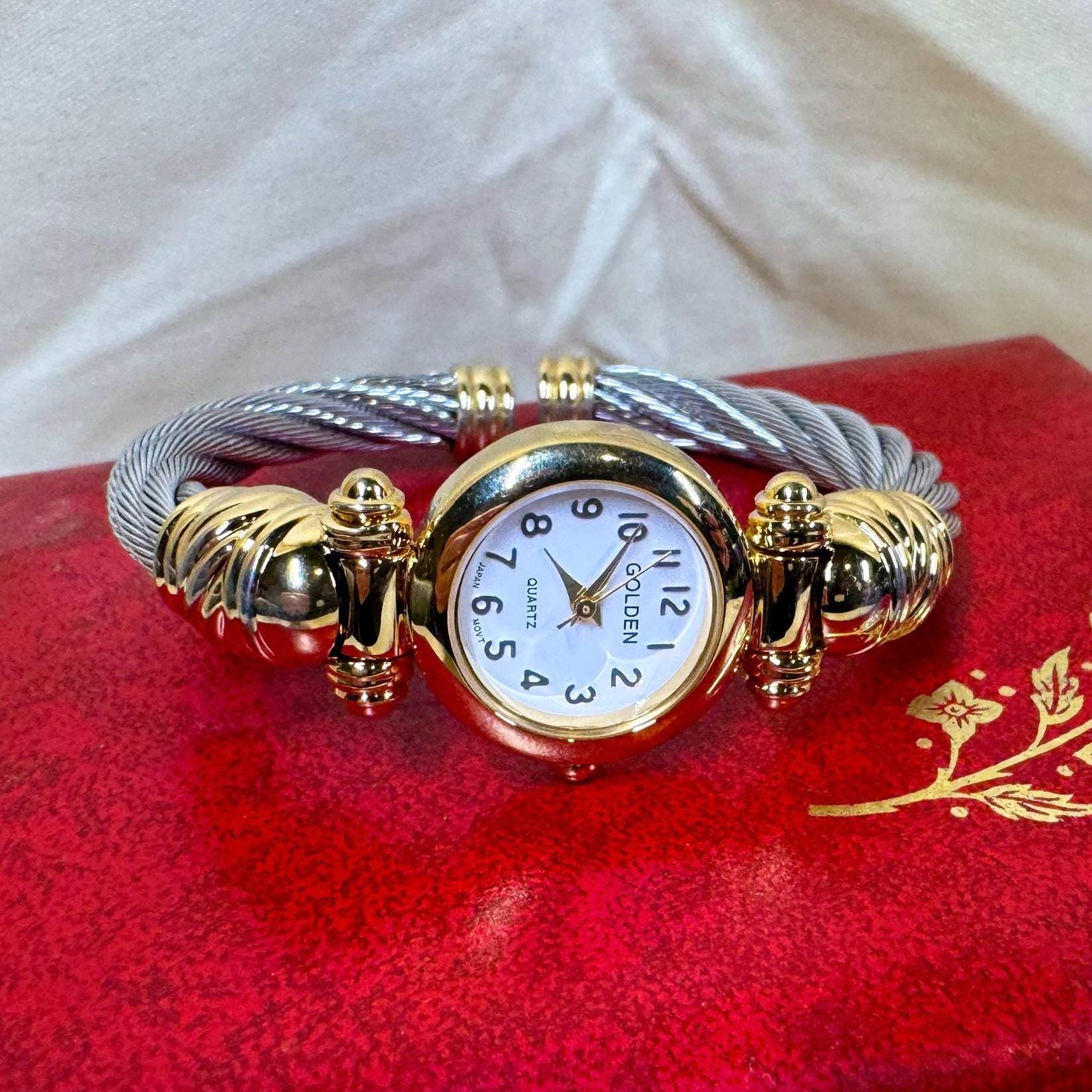 Gold Cuff Bangle Watch - Etsy