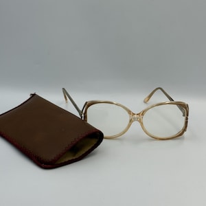 Vintage ELAN 403 Eyeglass Frames Oversized Butterfly Champagne Peach Retro Glasses with Case