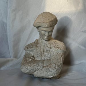 Vintage Ceramic Matador Bust: Mid-Century Spanish Bullfighter Figurine