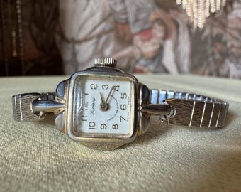 1950s - 70s Vintage Lucerne Ladies Mechanical Watch | Unbreakable Mainspring | Dainty Stretch Band | Timeless Elegance Bracelet Watch