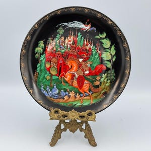 Collectible Russian Legends Collectors Plate Ruslan & Ludmilla - 1988 - First in the Series | 18-karat gold accents | Gallery Wall Art Plate