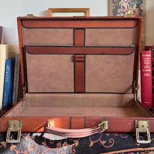 Porte-documents en cuir vintage - Cuir Belting anglais importé | Quincaillerie en laiton | Analyse de rentabilité Mid-Century | Décoration de bureau classique | Séjour