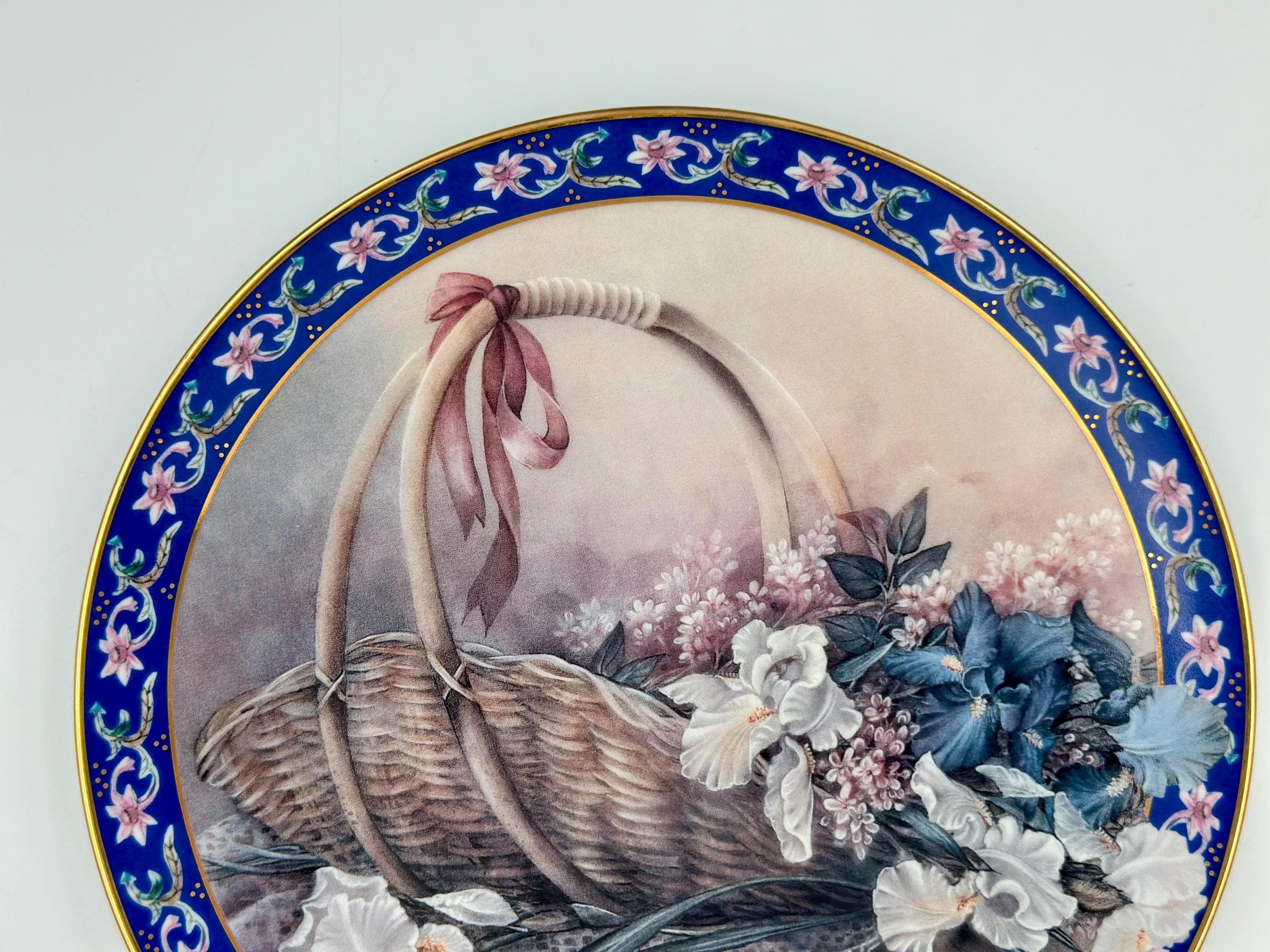 Vintage Lena Liu's Basket Bouquets Collector Plate: Limited