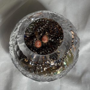 Vintage Cut Crystal Bowl with Costume Jewelry: Treasure Hunt Reseller Lot