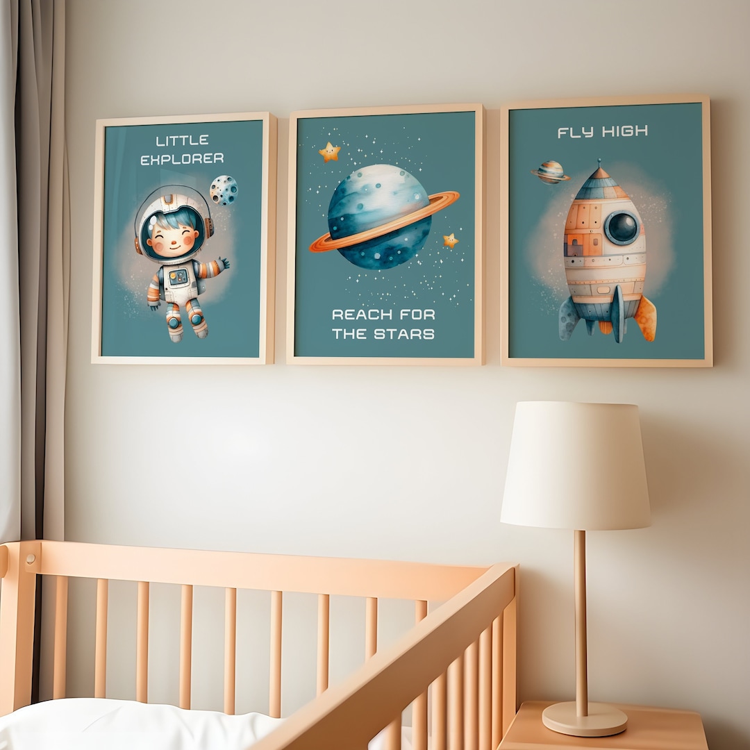 Astronaut Nursery Prints Set: Space Theme Kids Room Decor (digital ...
