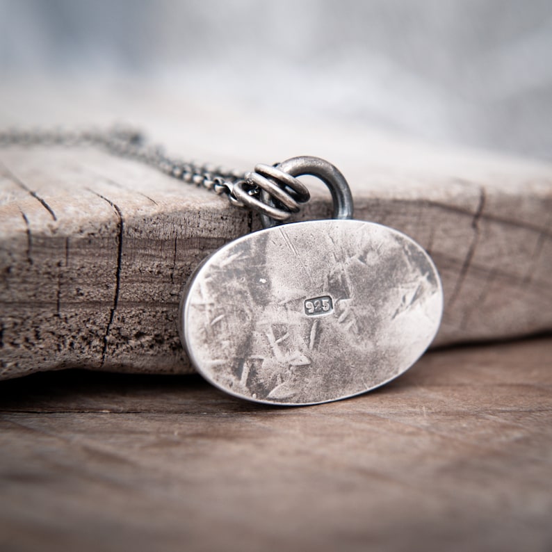 Dendritic Opal Pendant in Oxidised Sterling Silver Winter Snow Pendant image 8