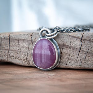 Ruby Pebble - Natural Sheen Ruby Pendant in Oxidised Sterling Silver Setting